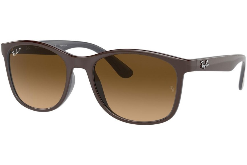 Sluneční brýle Ray-Ban RB4374 6600M2 Polarized Squared Hnědé