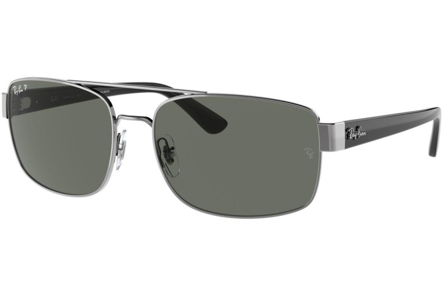 Sluneční brýle Ray-Ban RB3687 004/58 Polarized Obdélníkové Stříbrné