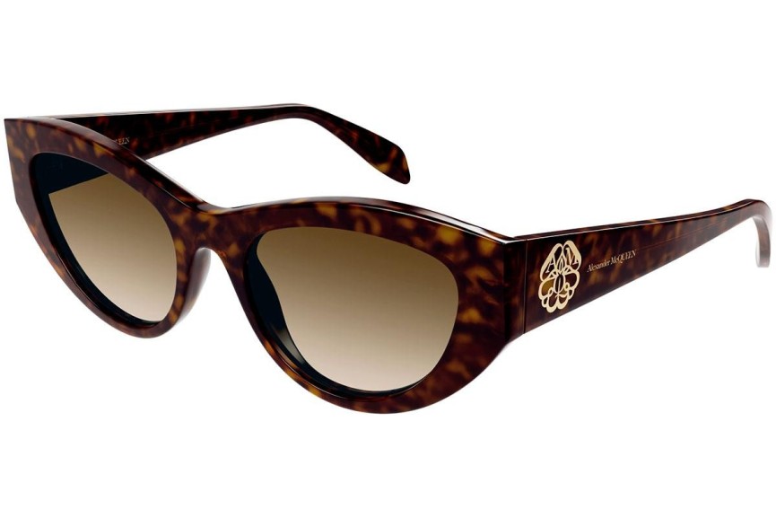 Sluneční brýle Alexander McQueen AM0377S 002 Cat Eye Havana