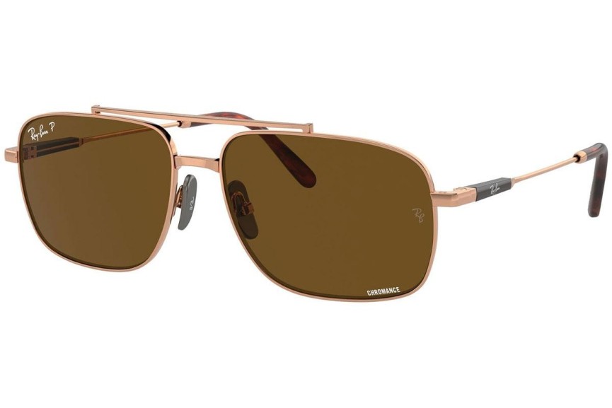 Sluneční brýle Ray-Ban Michael Titanium RB8096 9266AN Polarized Obdélníkové Hnědé