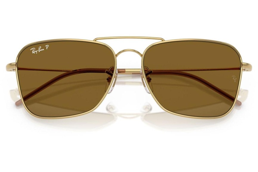 Sluneční brýle Ray-Ban Caravan Reverse RBR0102S 001/83 Polarized Obdélníkové Zlaté