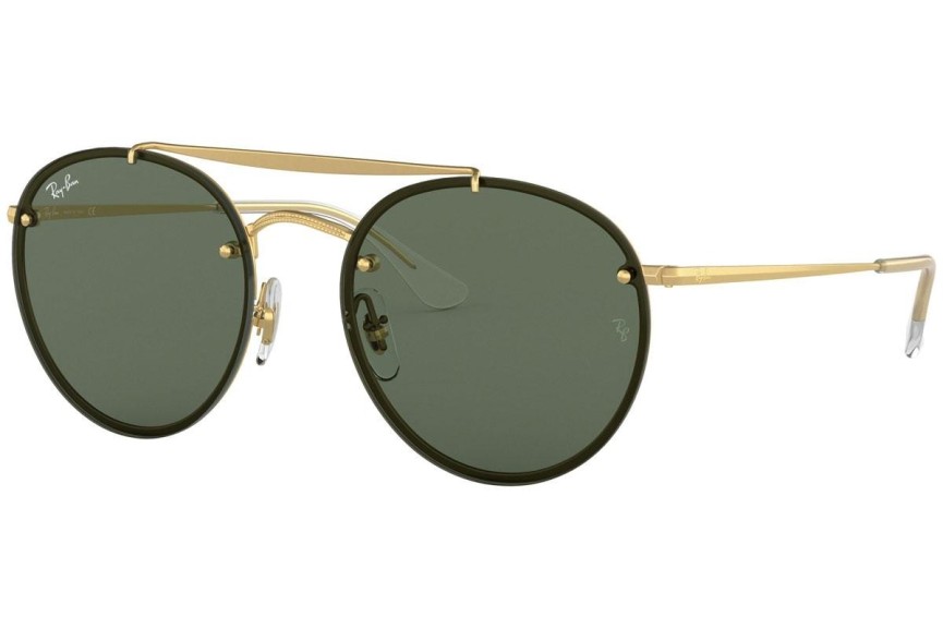 Sluneční brýle Ray-Ban Blaze Round Double Bridge Blaze Collection RB3614N 914071 Okrouhlé Zlaté