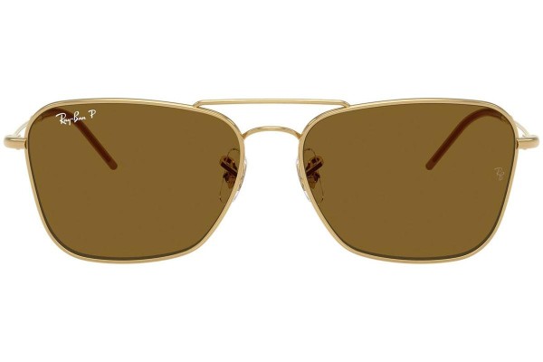 Sluneční brýle Ray-Ban Caravan Reverse RBR0102S 001/83 Polarized Obdélníkové Zlaté