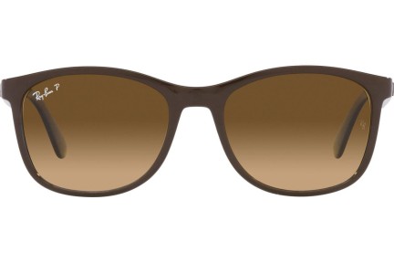 Sluneční brýle Ray-Ban RB4374 6600M2 Polarized Squared Hnědé